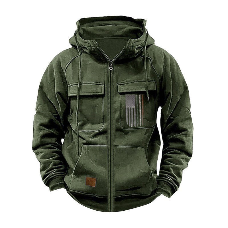 Printed Loose Zip Casual Hooded Sweatshirt – product image 10