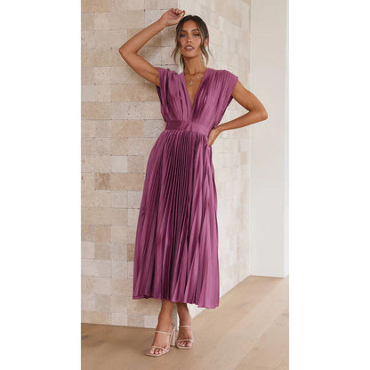 Women's Sleeveless V-Neck Pleated Dress – product image 2