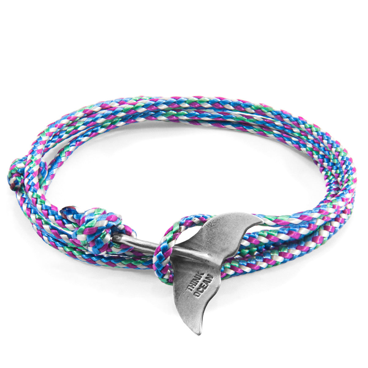 Multicoloured Think Ocean Big Whale Silver and Rope Bracelet – product image 1 of 4