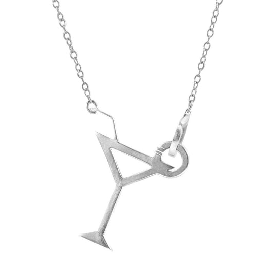Beach Cocktail Link Paradise Silver Necklace Pendant – product image 1 of 8