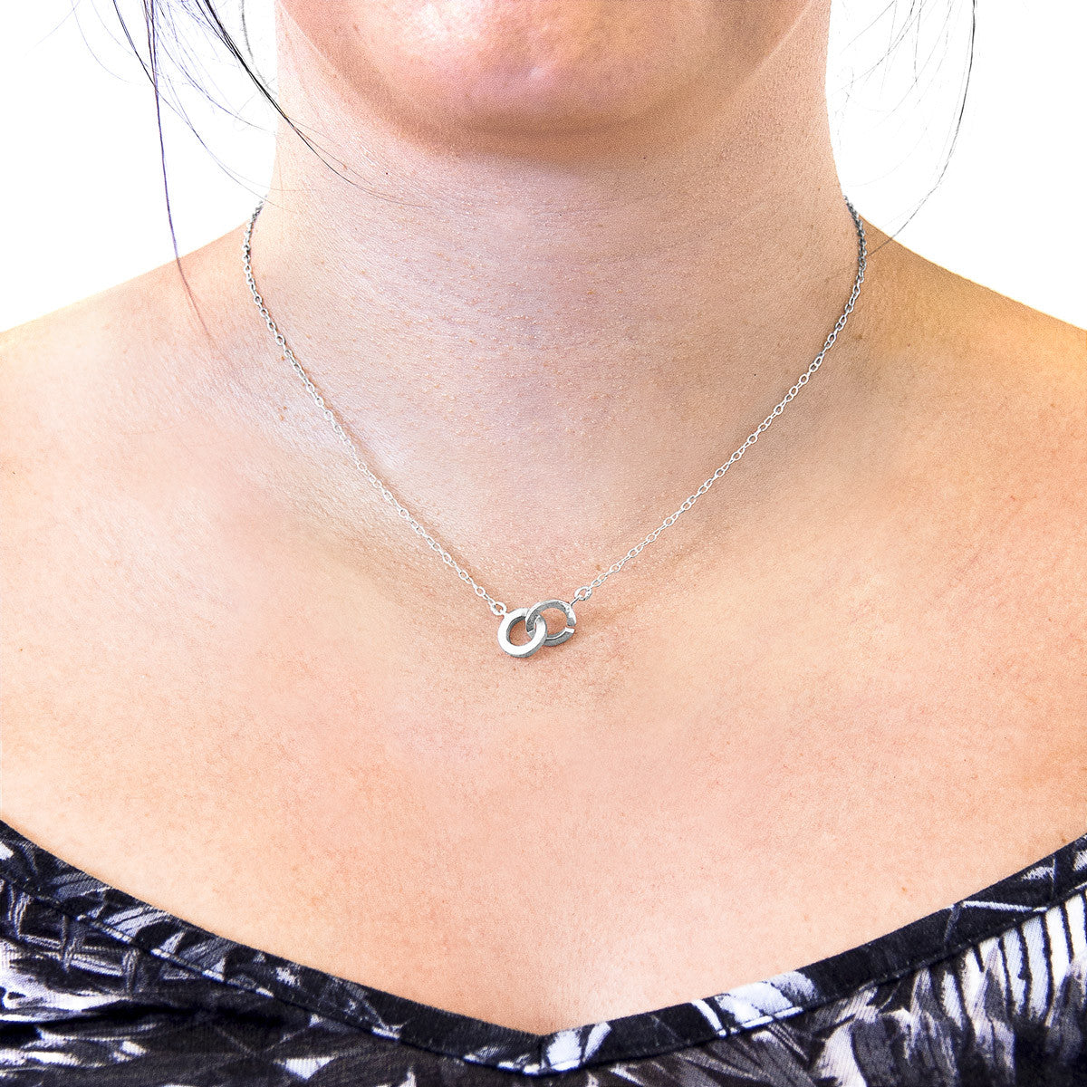 Twin Circle Link Paradise Silver Necklace Pendant – product image 3 of 8