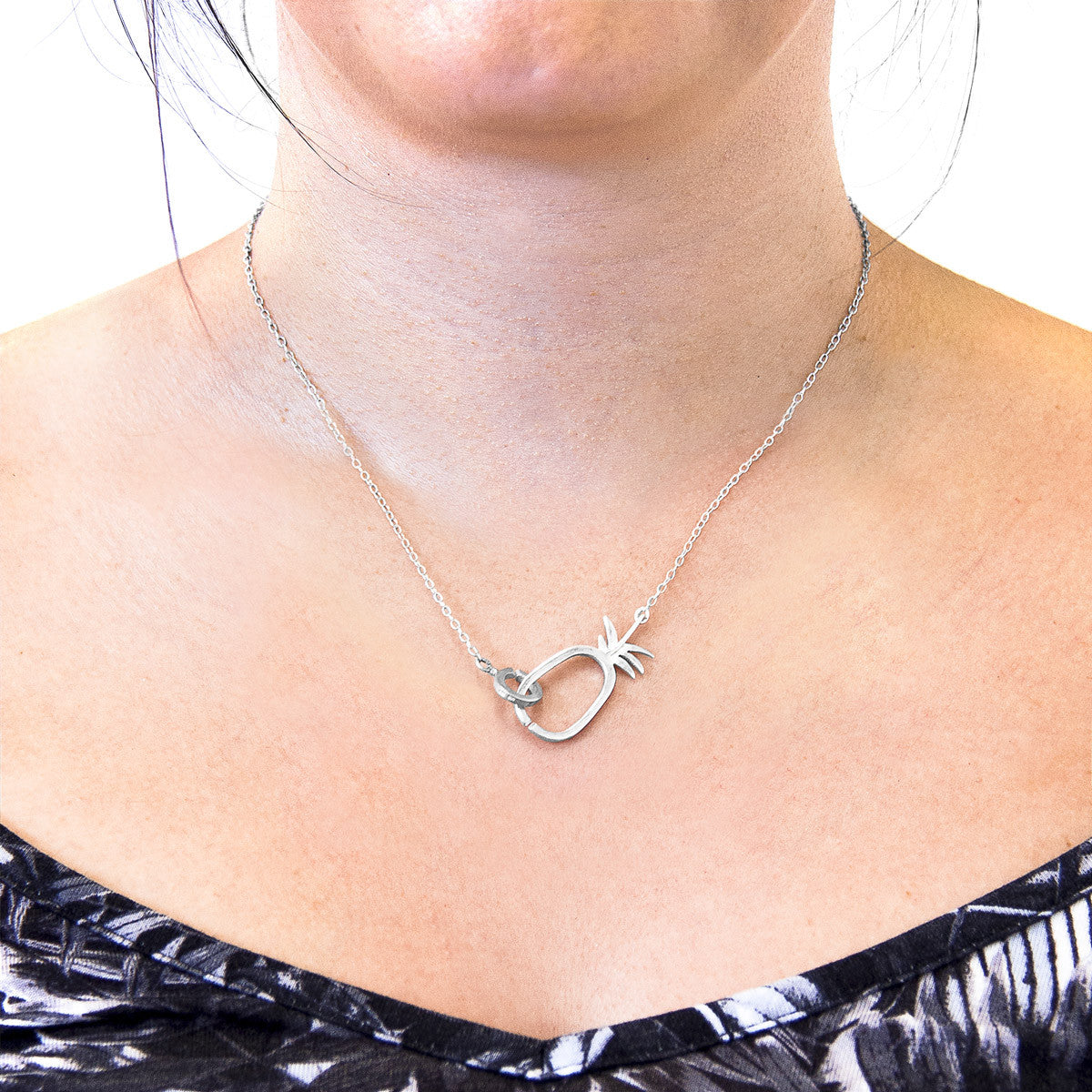 Tropical Pineapple Link Paradise Silver Necklace Pendant – product image 3 of 8
