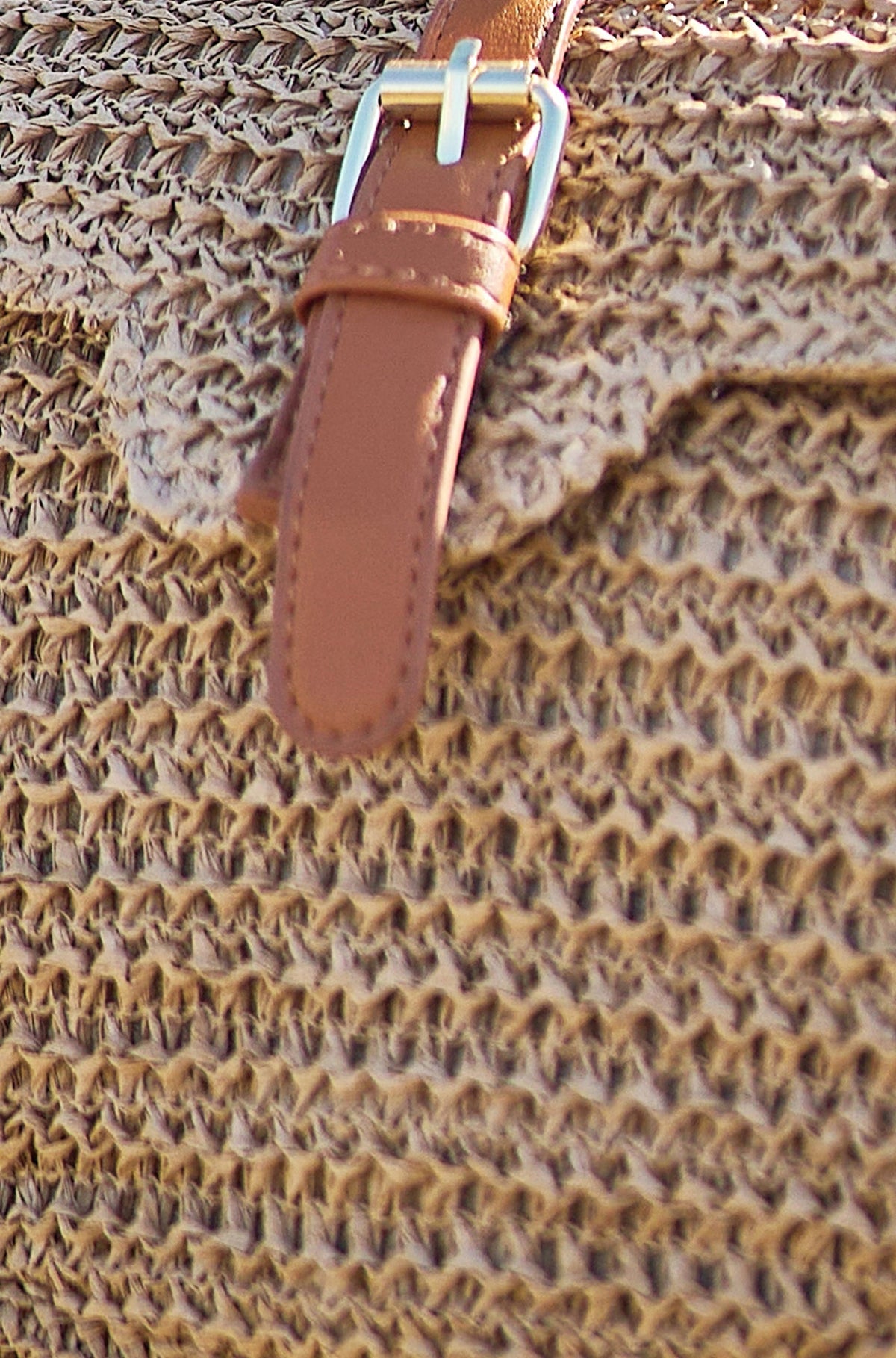 Yumi Brown Woven Rattan Handbag With Buckle – product image 9 of 9