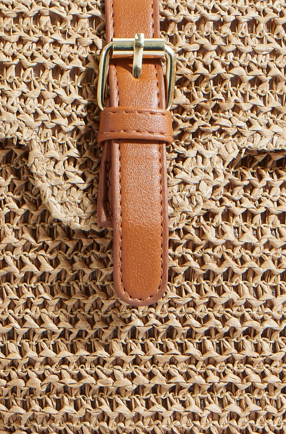 Yumi Brown Woven Rattan Handbag With Buckle – product image 8 of 9