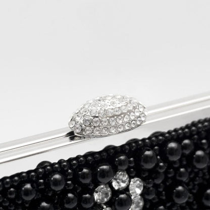 Black Pearl And Crystal Clutch Bag With Silver Details – product image 3 of 3
