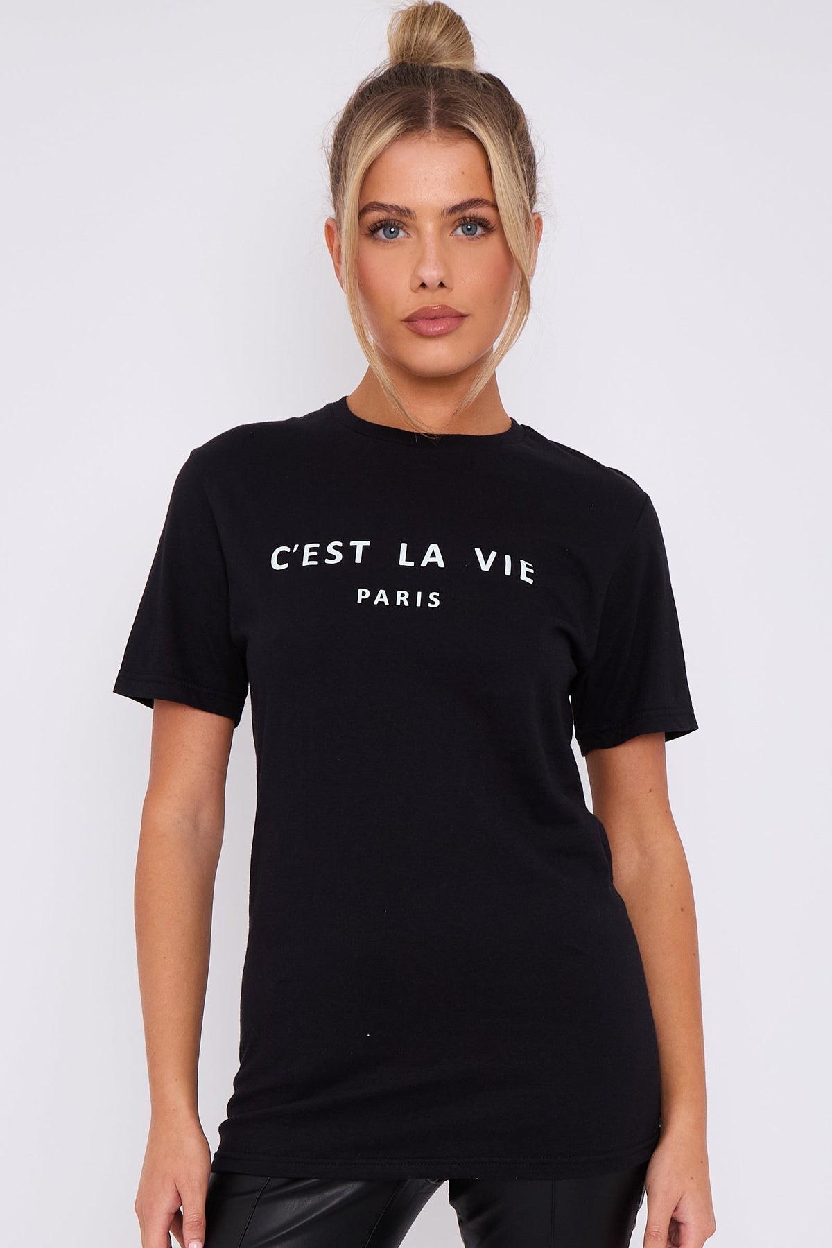 Black C'est La Vie Short Sleeve Regular Fit T Shirt – product image 1 of 5