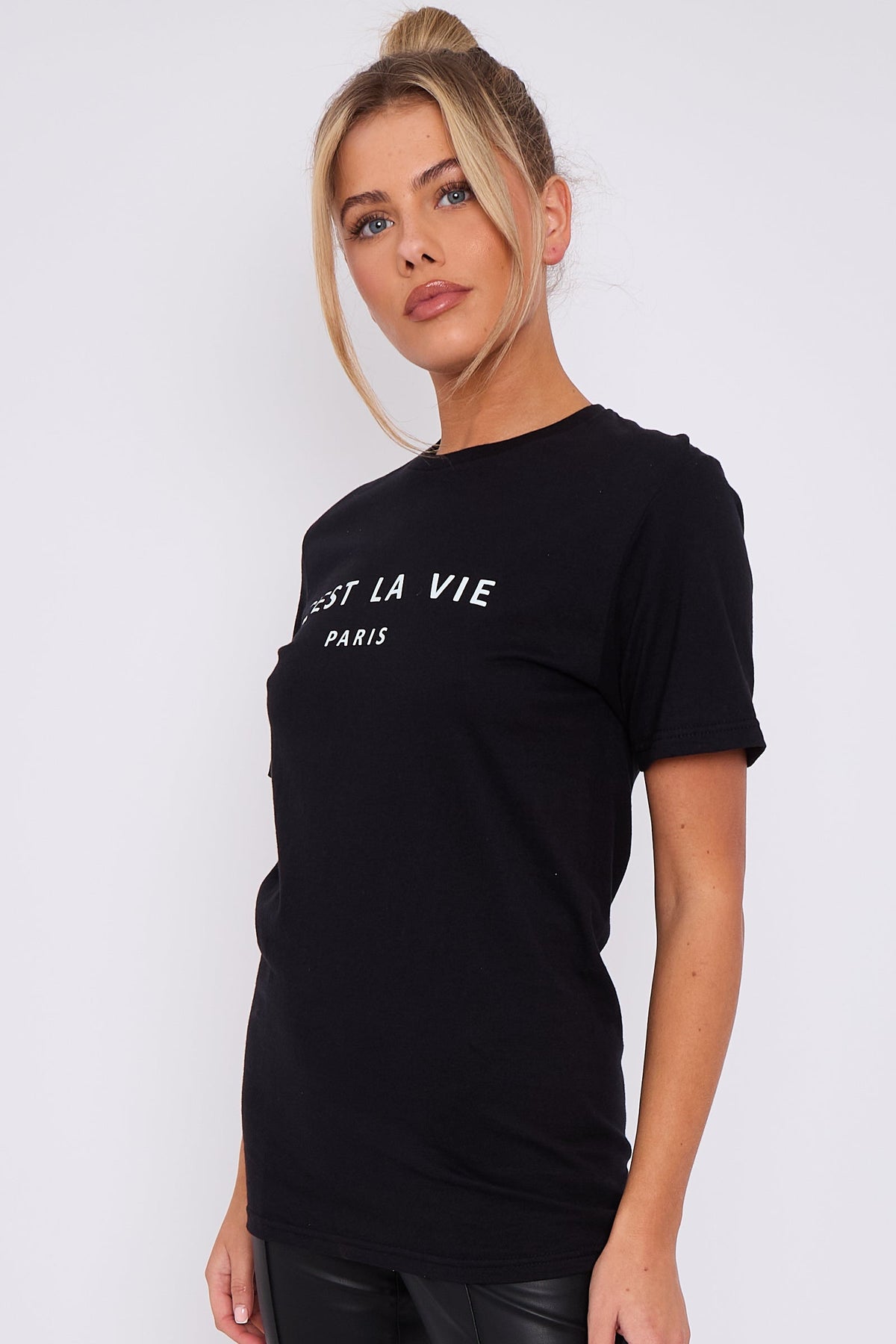 Black C'est La Vie Short Sleeve Regular Fit T Shirt – product image 4 of 5