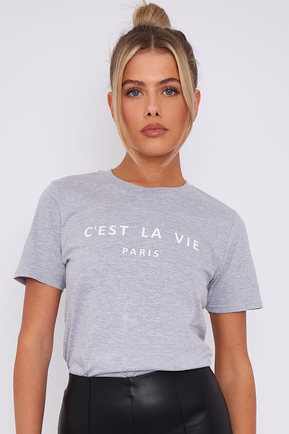Grey C'est La Vie Short Sleeve Regular Fit T Shirt – product image 3 of 5