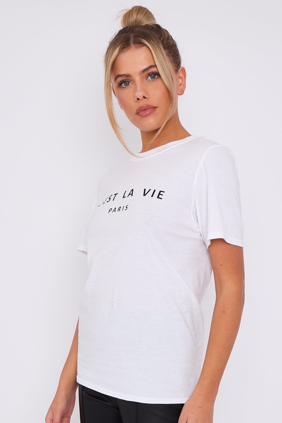 White C'est La Vie Short Sleeve Regular Fit T Shirt – product image 4 of 5