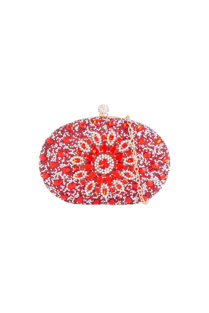 Red Embellished Clutch Bag with Gold Details – product image 1 of 3