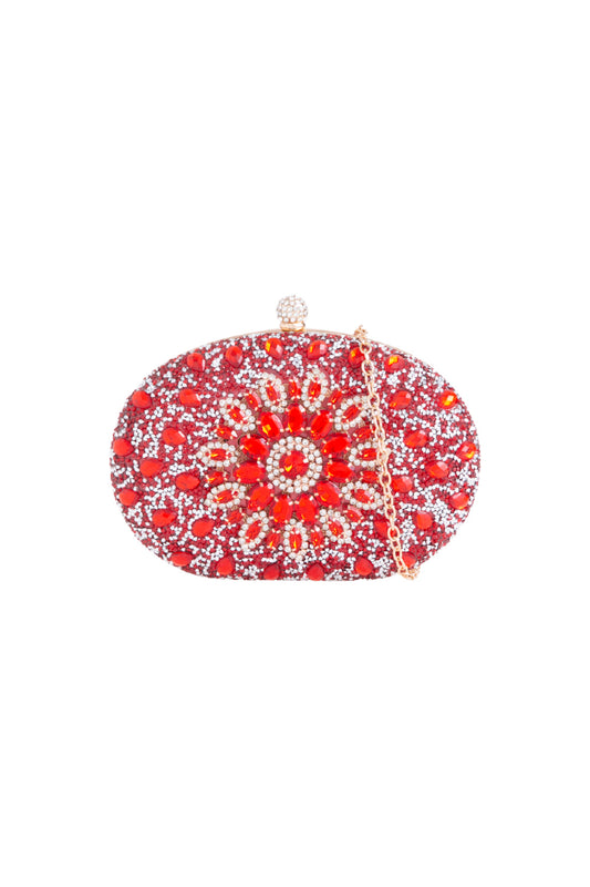 Red Embellished Clutch Bag with Gold Details – product image 1 of 3
