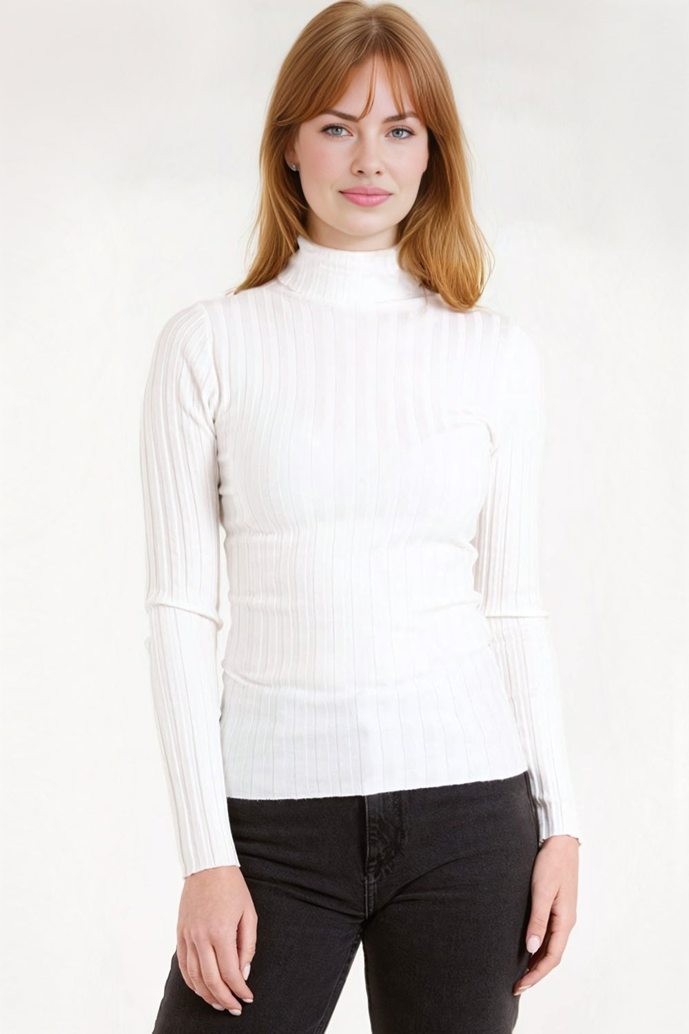 Cream Ribbed Roll Neck Jumper – product image 1 of 3