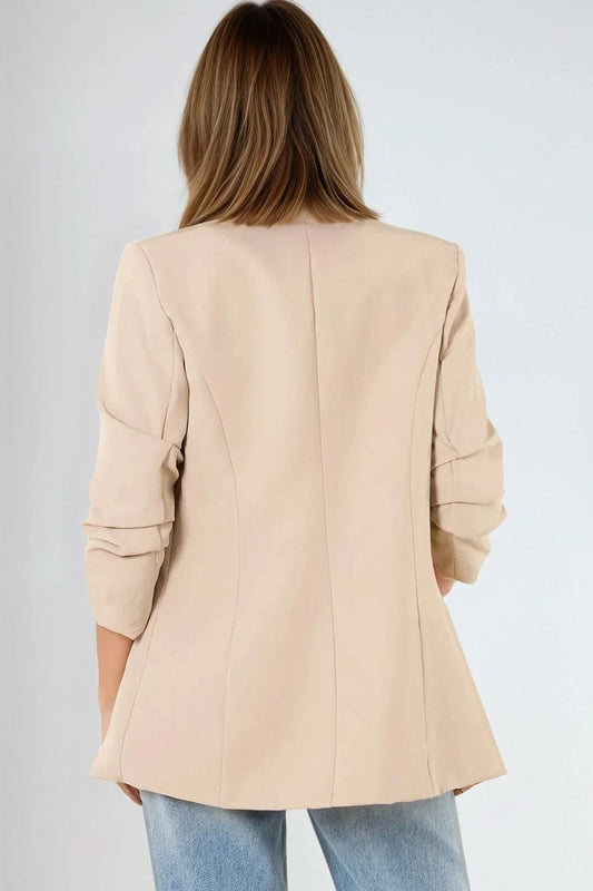Beige Blazer with Ruched Sleeves – product image 2 of 2