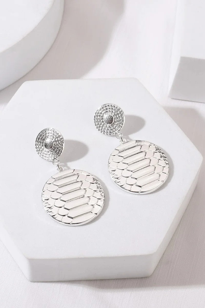Silver Tone Snake Print Earrings – product image 2 of 2