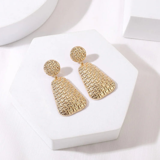 Gold Tone Textured Statement Earrings – product image 2 of 2