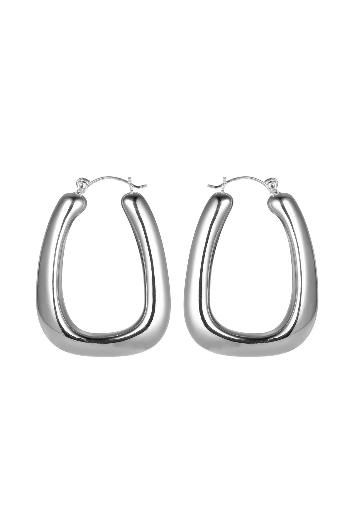 Silver Tone Diagonal Hoop Earrings – product image 1 of 2