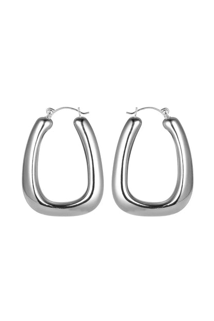 Silver Tone Diagonal Hoop Earrings – product image 1 of 2