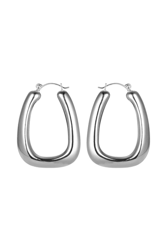 Silver Tone Diagonal Hoop Earrings – product image 1 of 2