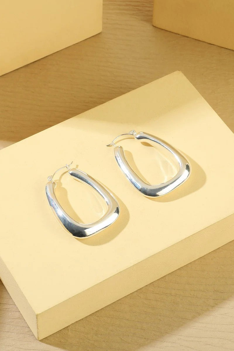 Silver Tone Diagonal Hoop Earrings – product image 2 of 2