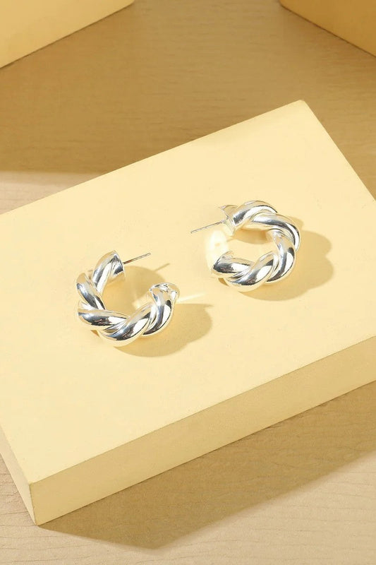 Silver Tone Twisted Earrings – product image 2 of 2