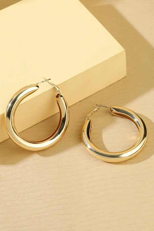 Gold Tone Chunky Hoop Earrings – product image 2 of 2