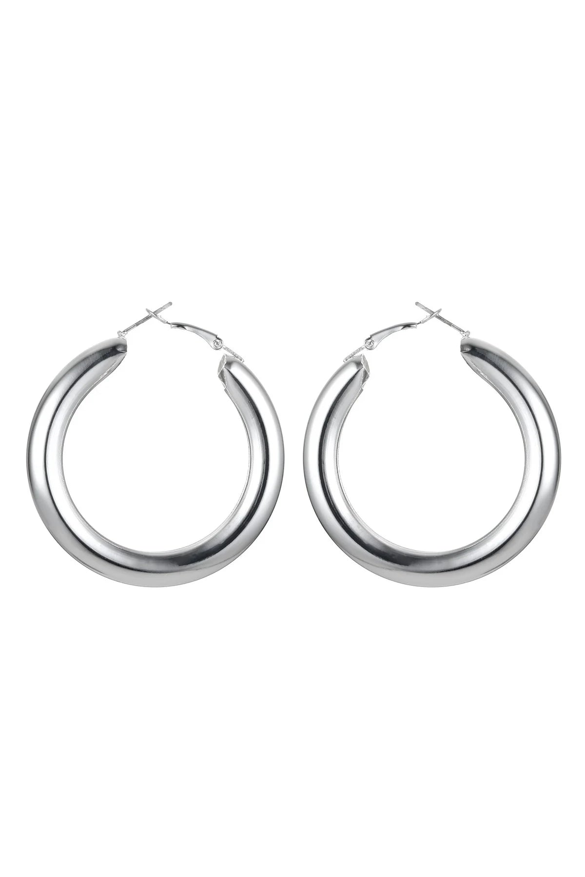 Silver Tone Chunky Hoop Earrings – product image 1 of 2