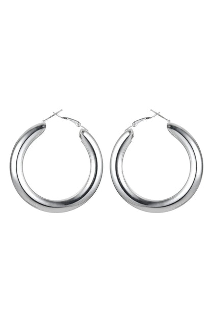 Silver Tone Chunky Hoop Earrings – product image 1 of 2