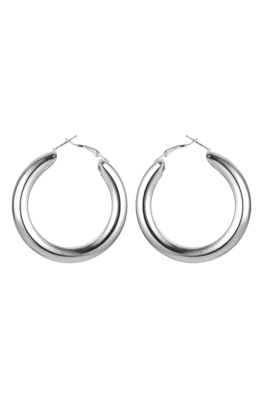 Silver Tone Chunky Hoop Earrings – product image 1 of 2