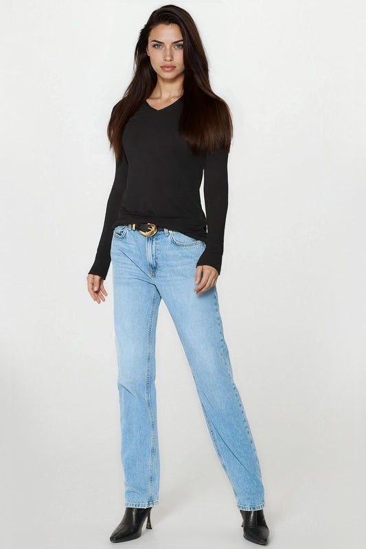 Black V Neck Long Sleeve Top – product image 1