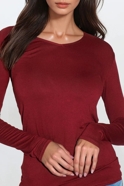 Wine V Neck Long Sleeve Top – product image 2 of 3