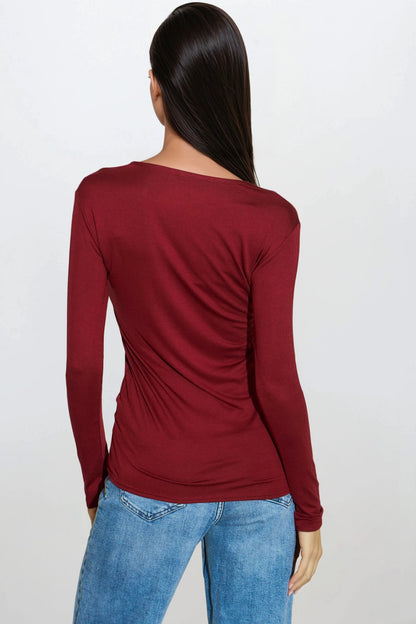 Wine V Neck Long Sleeve Top – product image 3 of 3
