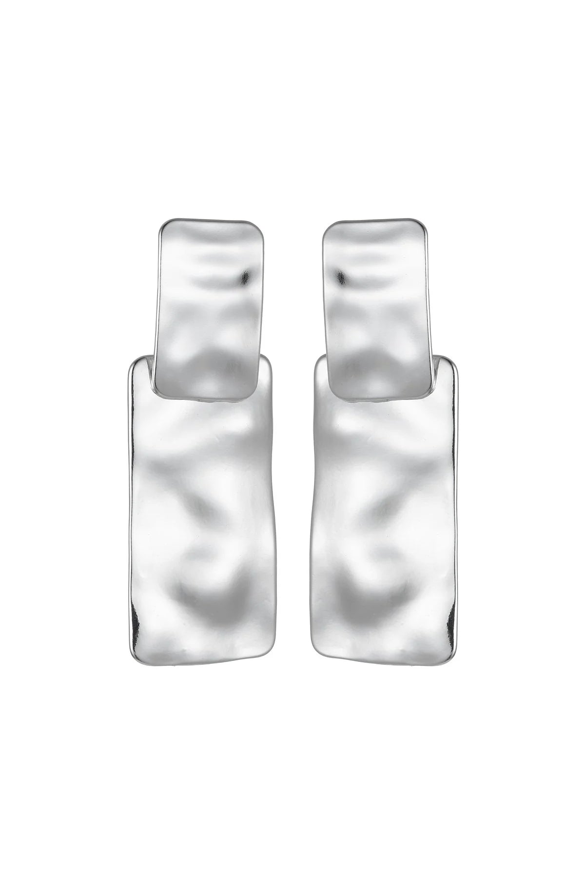 Silver Tone Hammered Rectangular Earrings – product image 1 of 2