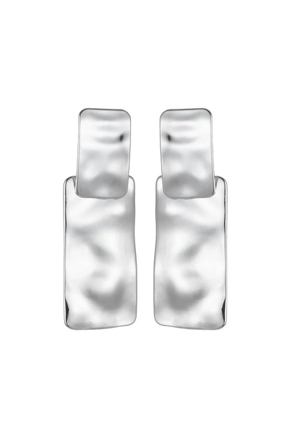 Silver Tone Hammered Rectangular Earrings – product image 1 of 2