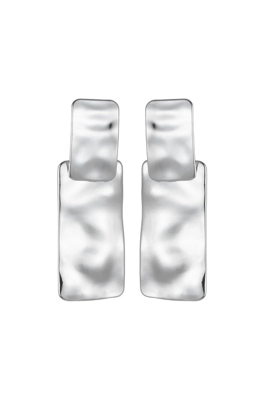 Silver Tone Hammered Rectangular Earrings – product image 1 of 2