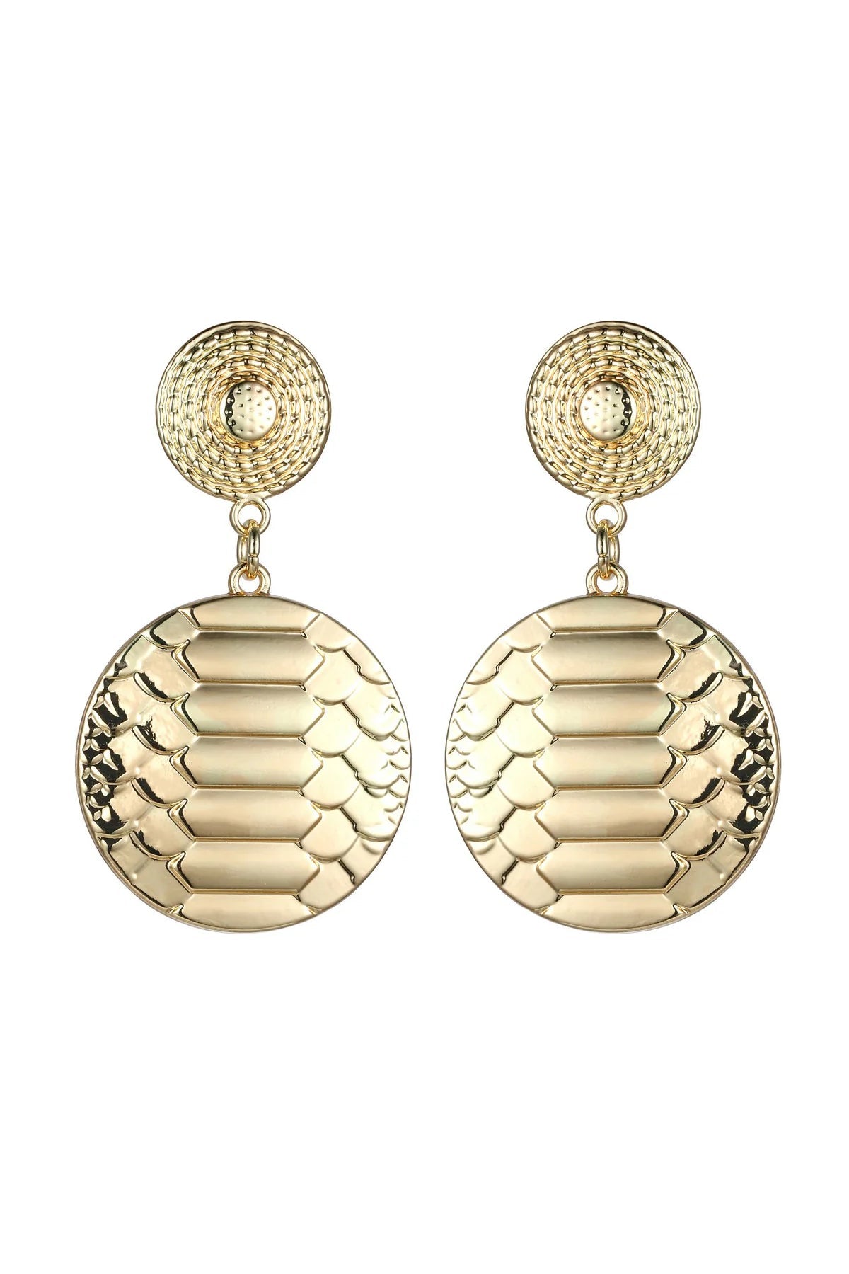 Gold Tone Snake Print Earrings – product image 1 of 2