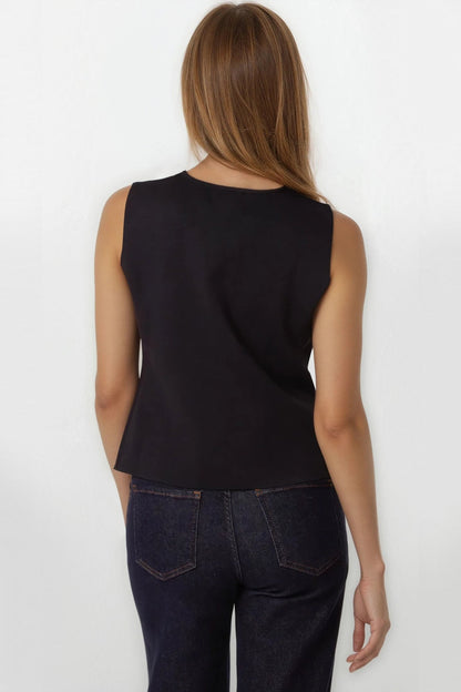 Black Asymmetric Fine Knit Waistcoat – product image 4 of 4