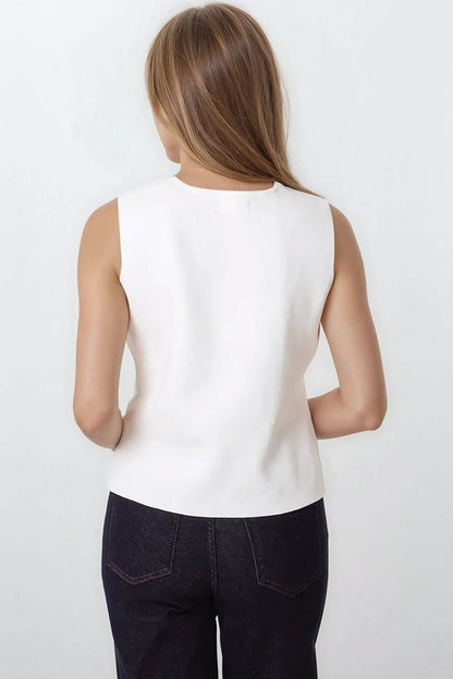 Ivory Asymmetric Fine Knit Waistcoat – product image 4 of 4