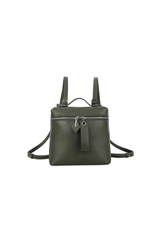 Olive Green Faux Leather Backpack – product image 1 of 3