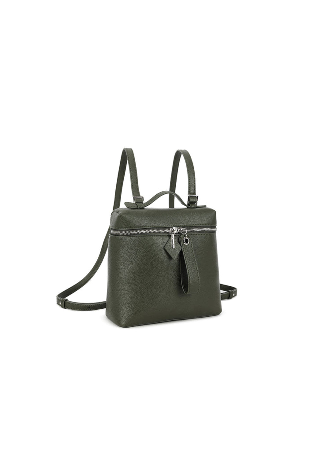 Olive Green Faux Leather Backpack – product image 2 of 3