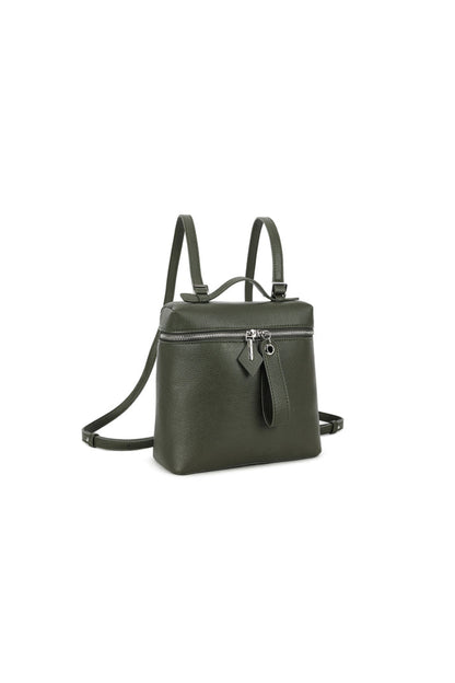 Olive Green Faux Leather Backpack – product image 2 of 3