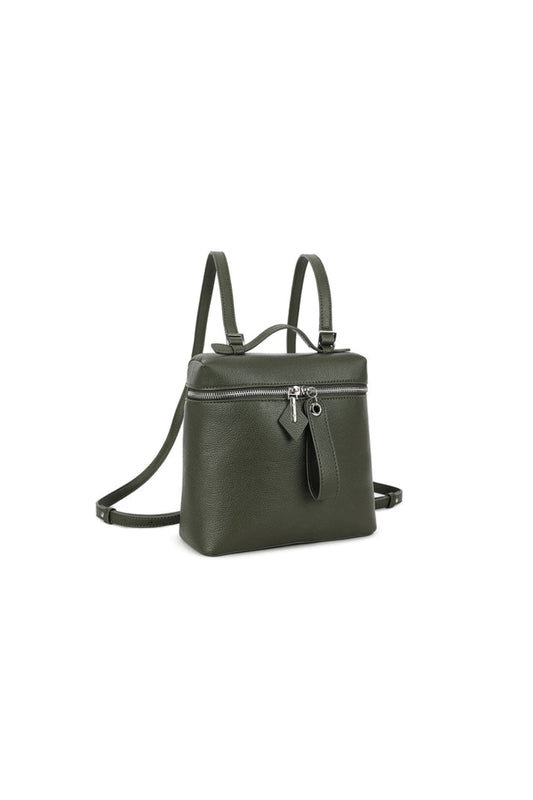 Olive Green Faux Leather Backpack – product image 2 of 3