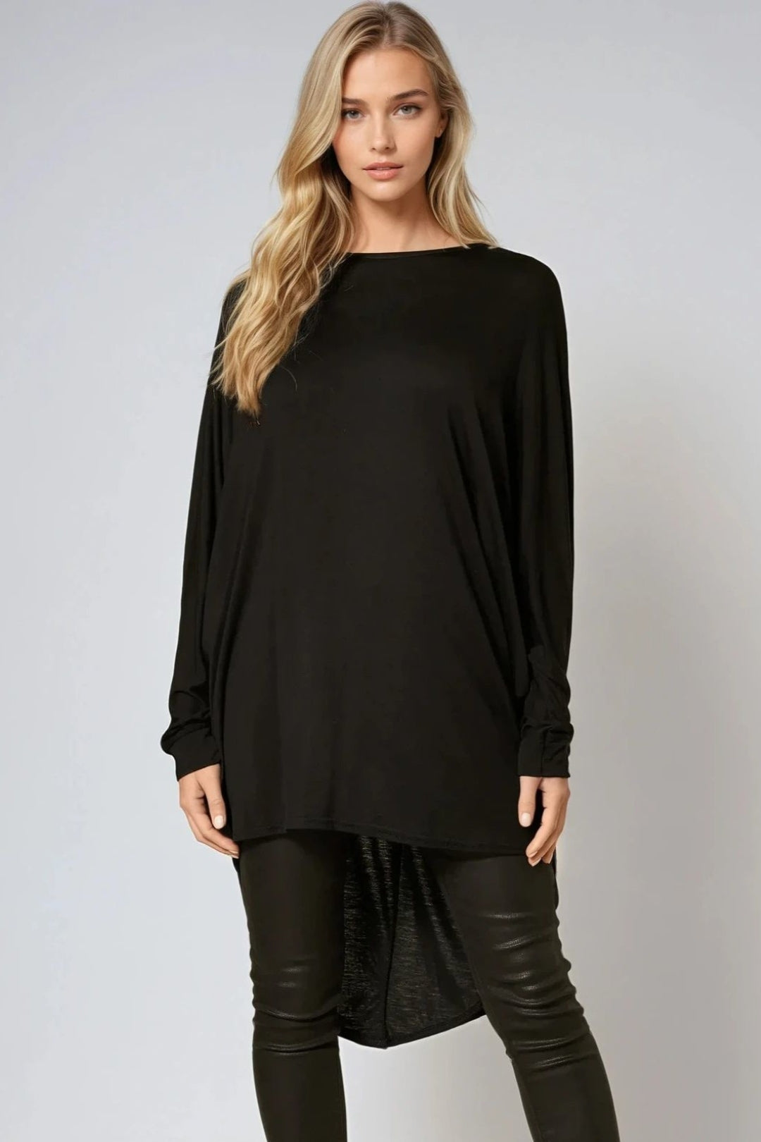 Black Oversized Batwing High Low Top – product image 1 of 3