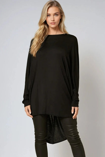 Black Oversized Batwing High Low Top – product image 1 of 3