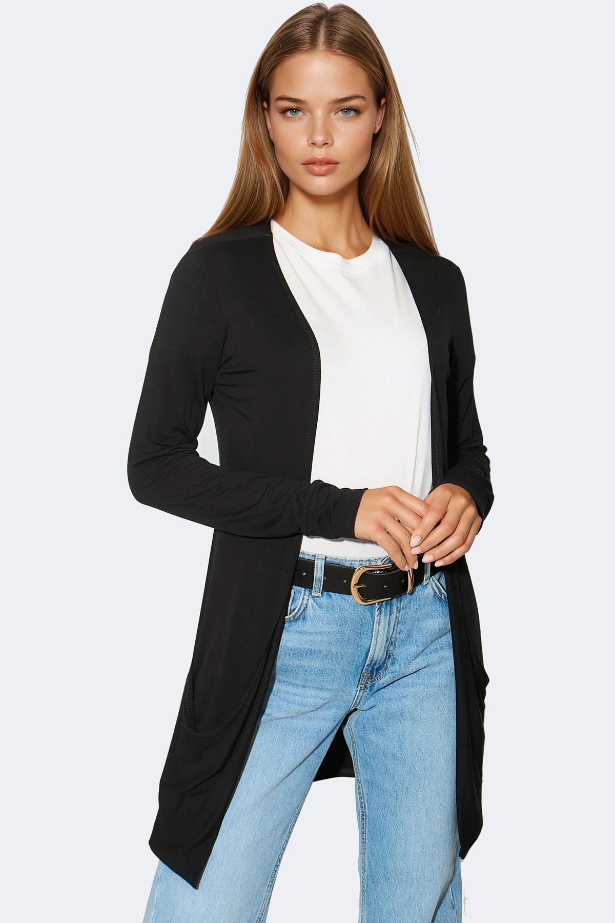 Black Boyfriend Cardigan with Pockets – product image 1