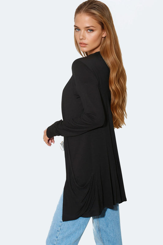 Black Boyfriend Cardigan with Pockets – product image 2