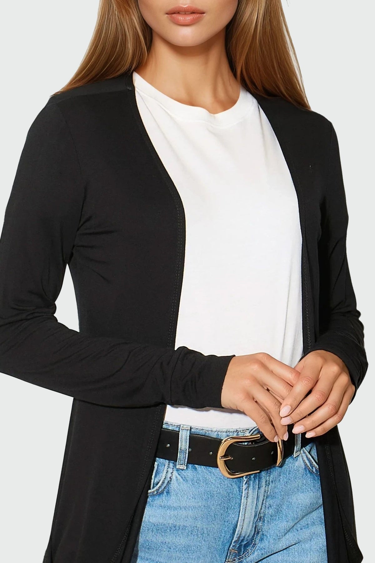 Black Boyfriend Cardigan with Pockets – product image 3