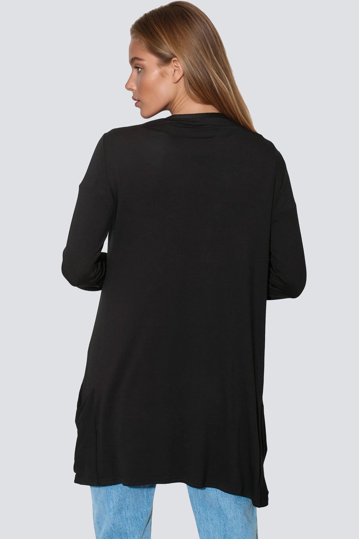 Black Boyfriend Cardigan with Pockets – product image 4