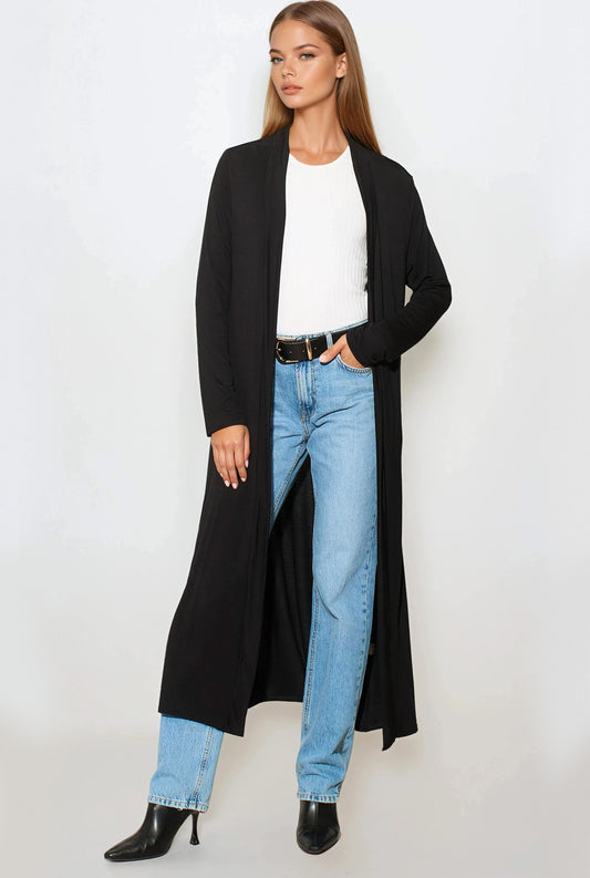 Black Jersey Longline Cardigan – product image 1