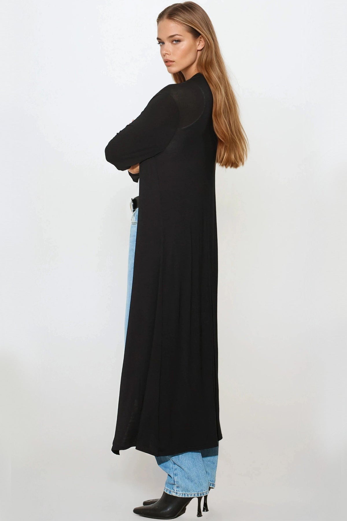 Black Jersey Longline Cardigan – product image 3