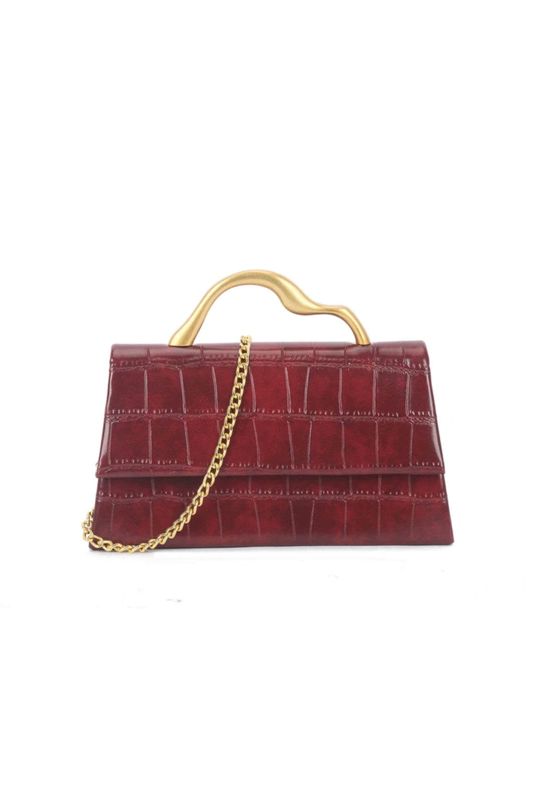 Cherry Red Croc Faux Leather Top Handle Bag – product image 1 of 3